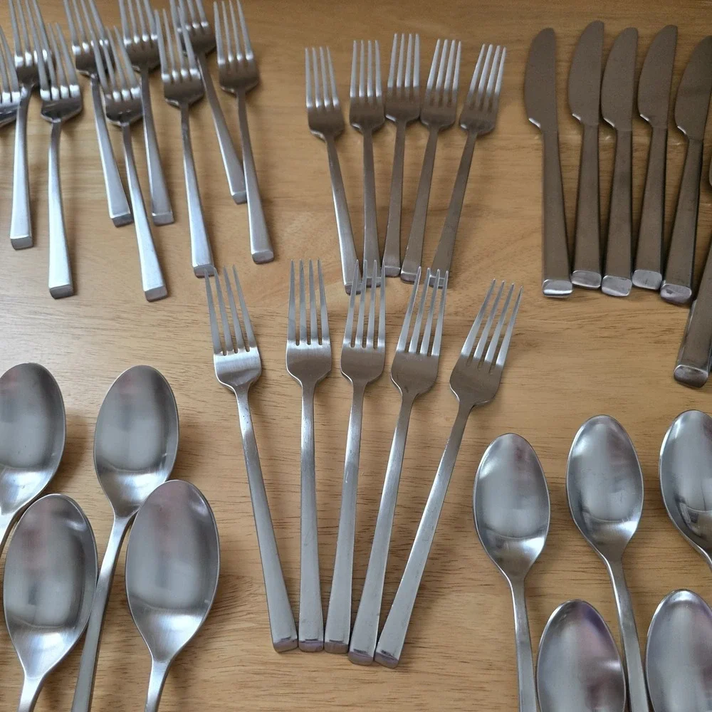 Cambridge Stainless Flatware 50 Pc Set Service for 10 Satin Tapered Handles
